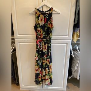 Chetta B Sleeveless Boat Neck Belted Floral Dress Size 8